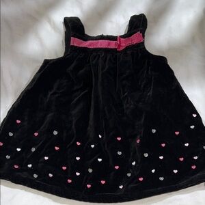 Black Velvet Dress with Pink Embroidered Hearts & Bow Size 6-12M Gymboree 2007